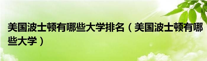 美国波士顿有哪些大学排名（美国波士顿有哪些大学）