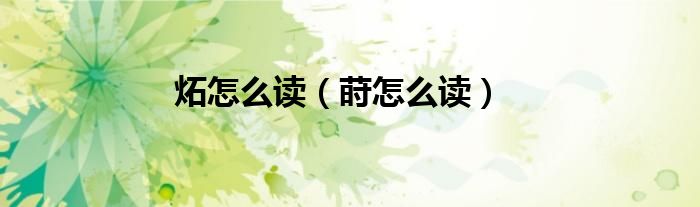 炻怎么读（莳怎么读）