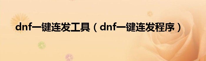 dnf一键连发工具（dnf一键连发程序）
