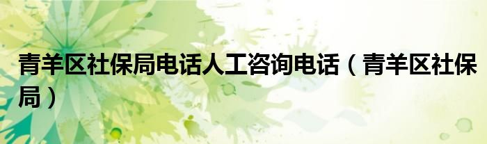 青羊区社保局电话人工咨询电话（青羊区社保局）