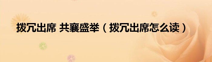 拨冗出席 共襄盛举（拨冗出席怎么读）
