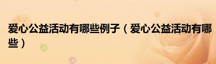 爱心公益活动有哪些例子（爱心公益活动有哪些）