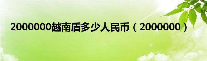 2000000越南盾多少人民币（2000000）