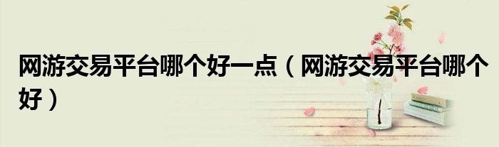 网游交易平台哪个好一点（网游交易平台哪个好）