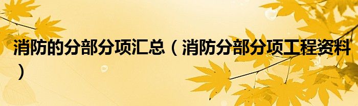 消防的分部分项汇总（消防分部分项工程资料）