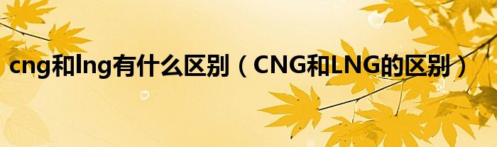 cng和lng有什么区别（CNG和LNG的区别）