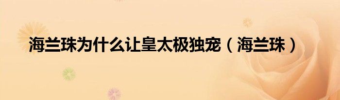 海兰珠为什么让皇太极独宠（海兰珠）