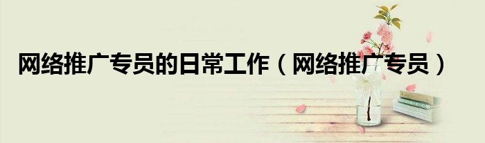 网络推广专员的日常工作（网络推广专员）
