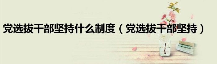 党选拔干部坚持什么制度（党选拔干部坚持）