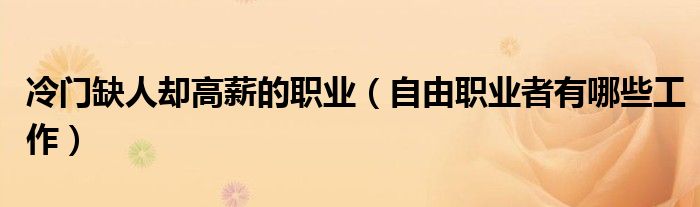 冷门缺人却高薪的职业（自由职业者有哪些工作）