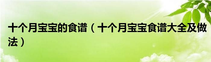 十个月宝宝的食谱（十个月宝宝食谱大全及做法）