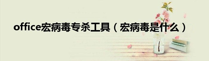 office宏病毒专杀工具（宏病毒是什么）