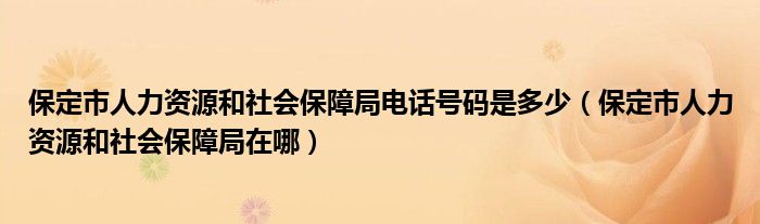 保定市人力资源和社会保障局电话号码是多少（保定市人力资源和社会保障局在哪）