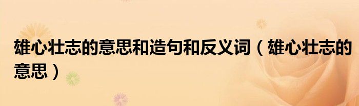 雄心壮志的意思和造句和反义词（雄心壮志的意思）