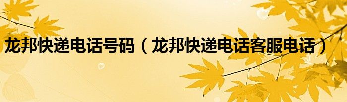 龙邦快递电话号码（龙邦快递电话客服电话）