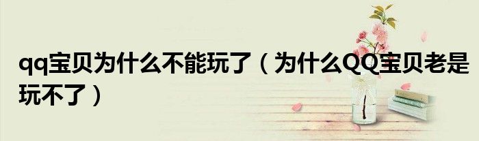 qq宝贝为什么不能玩了（为什么QQ宝贝老是玩不了）