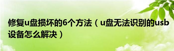 修复u盘损坏的6个方法（u盘无法识别的usb设备怎么解决）