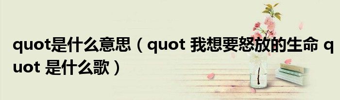 quot是什么意思（quot 我想要怒放的生命 quot 是什么歌）