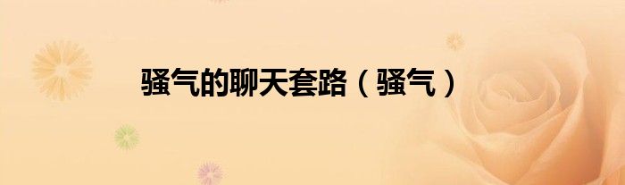 骚气的聊天套路（骚气）