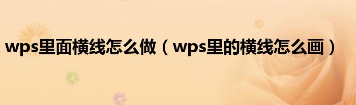wps里面横线怎么做（wps里的横线怎么画）