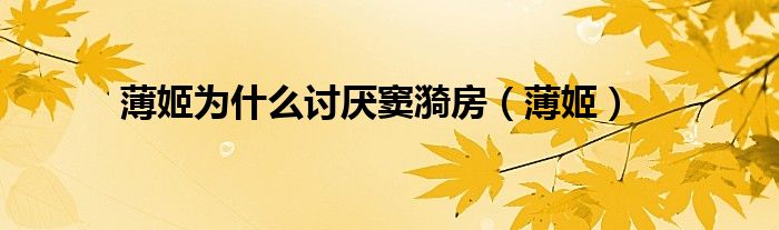 薄姬为什么讨厌窦漪房（薄姬）
