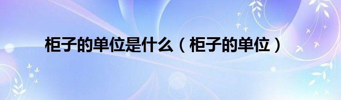 柜子的单位是什么（柜子的单位）