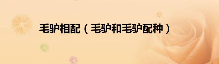 毛驴相配（毛驴和毛驴配种）