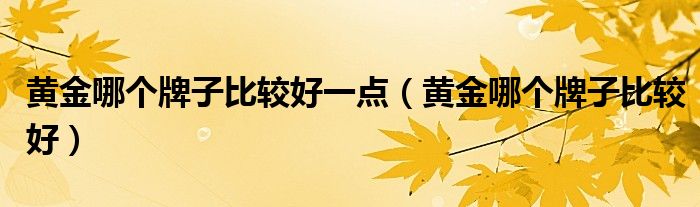 黄金哪个牌子比较好一点（黄金哪个牌子比较好）