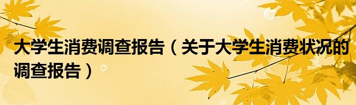 大学生消费调查报告（关于大学生消费状况的调查报告）