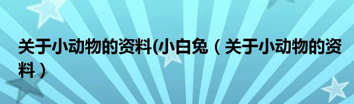 关于小动物的资料(小白兔（关于小动物的资料）