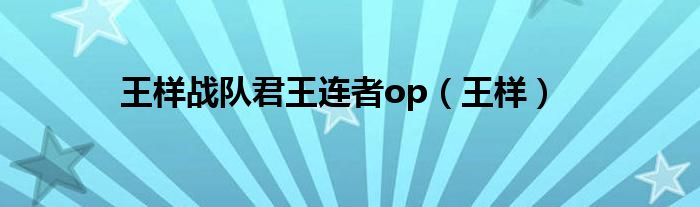王样战队君王连者op（王样）
