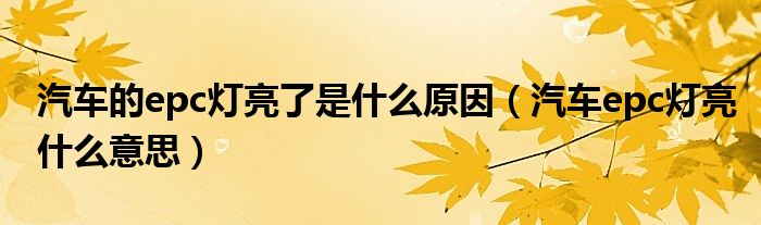 汽车的epc灯亮了是什么原因（汽车epc灯亮什么意思）