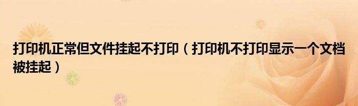 打印机正常但文件挂起不打印（打印机不打印显示一个文档被挂起）