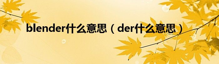 blender什么意思（der什么意思）