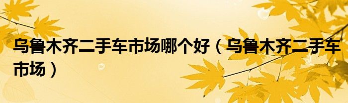 乌鲁木齐二手车市场哪个好（乌鲁木齐二手车市场）