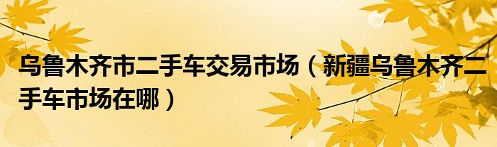 乌鲁木齐市二手车交易市场（新疆乌鲁木齐二手车市场在哪）