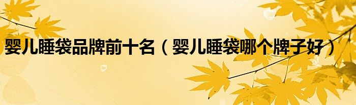 婴儿睡袋品牌前十名（婴儿睡袋哪个牌子好）