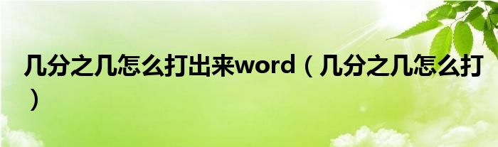 几分之几怎么打出来word（几分之几怎么打）