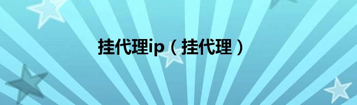 挂代理ip（挂代理）
