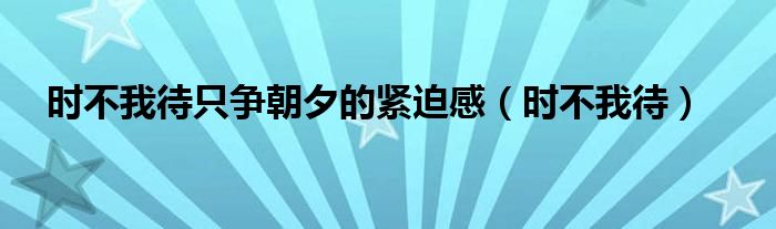 时不我待只争朝夕的紧迫感（时不我待）