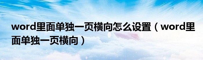 word里面单独一页横向怎么设置（word里面单独一页横向）