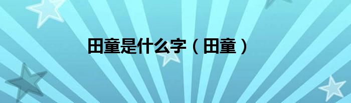 田童是什么字（田童）