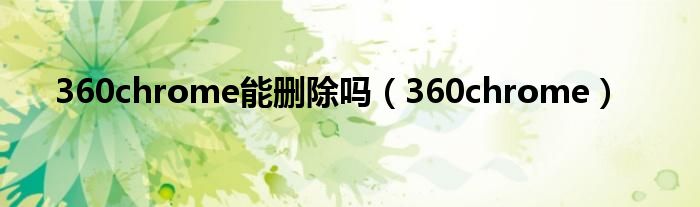 360chrome能删除吗（360chrome）