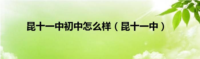 昆十一中初中怎么样（昆十一中）
