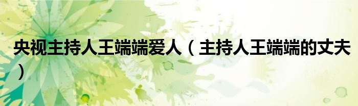 央视主持人王端端爱人（主持人王端端的丈夫）