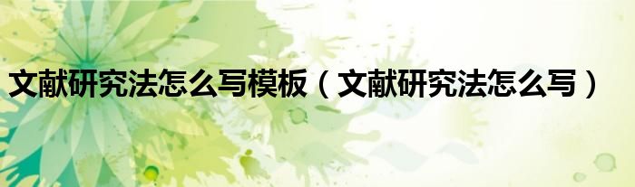 文献研究法怎么写模板（文献研究法怎么写）