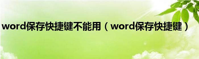 word保存快捷键不能用（word保存快捷键）