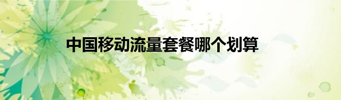 中国移动流量套餐哪个划算