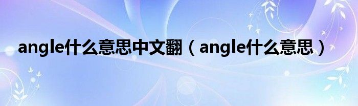 angle什么意思中文翻（angle什么意思）