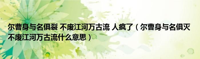 尔曹身与名俱裂 不废江河万古流 人疯了（尔曹身与名俱灭 不废江河万古流什么意思）